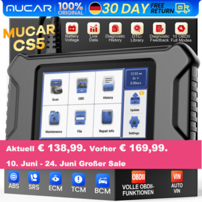 MUCAR CS5 Profi KFZ OBD2 Diagnosegerät AutoVIN ABS SRS ECM TCM BCM Scanner DE