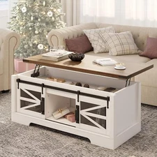 Lift-Top Coffee Table with Hidden Compartment & Storage Shelf for Living Room