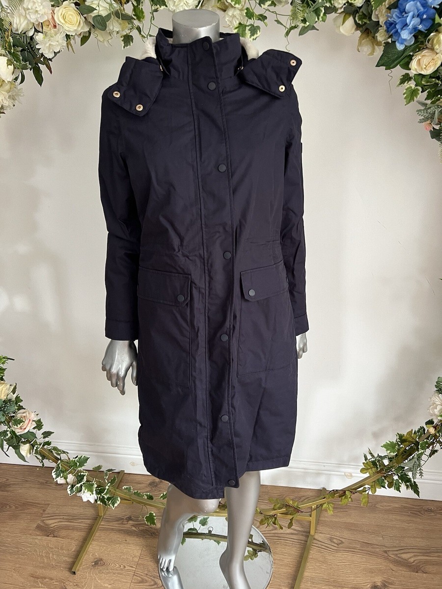 JOULES Loxley Cosy Coat Waterproof Borg Lined Parka NAVY Size