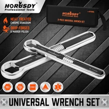Universal Adjustable Wrench Set SAE & Metric 8" 10" 44 sizes 2PC ANSI standard