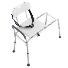 Sliding Tub Transfer Bench Shower Chair & Cut-Out Seat Reversible Backrest