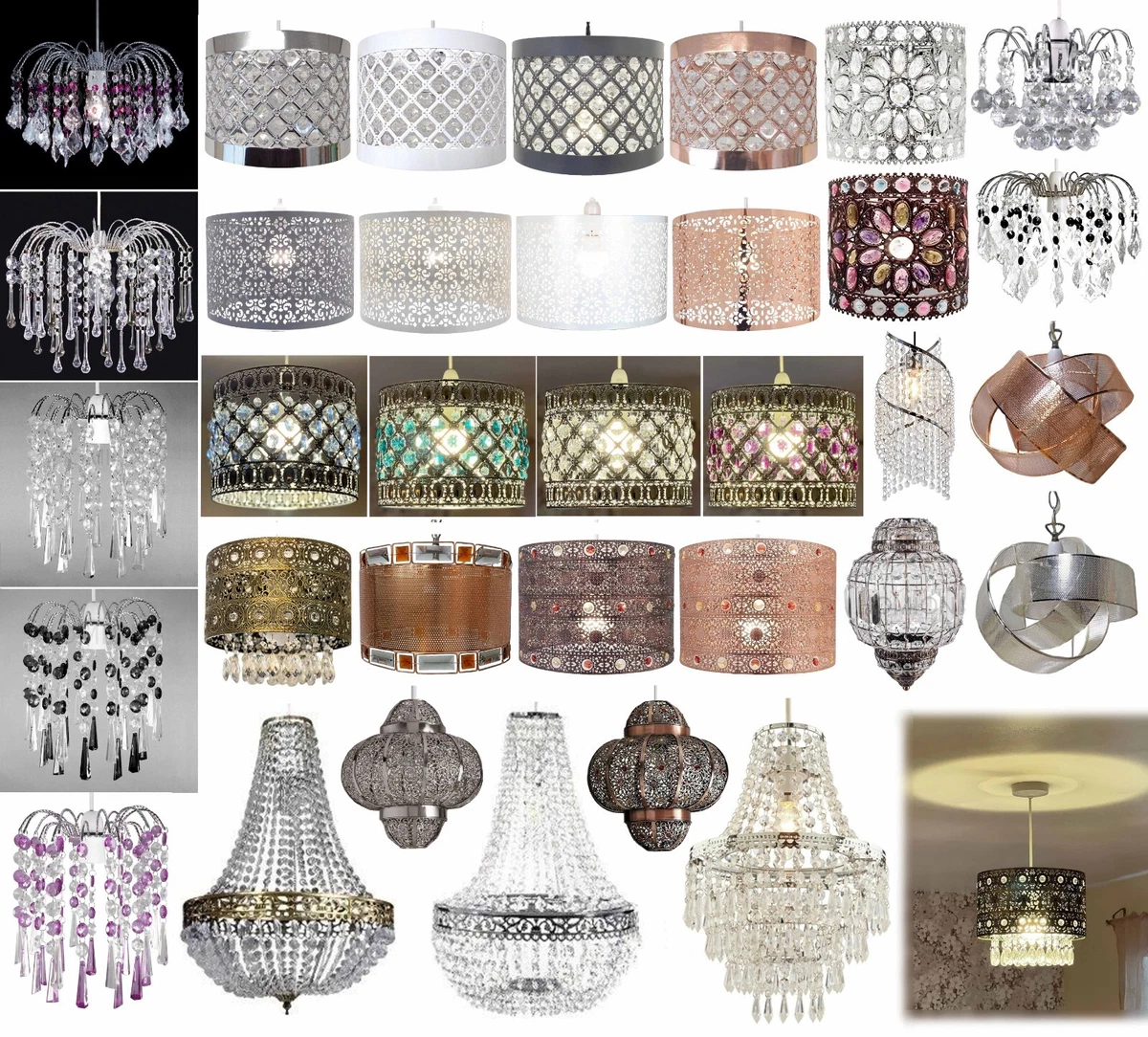 Modern Chandelier Ceiling Light Shades Acrylic Crystal Droplet Pendant Lampshade