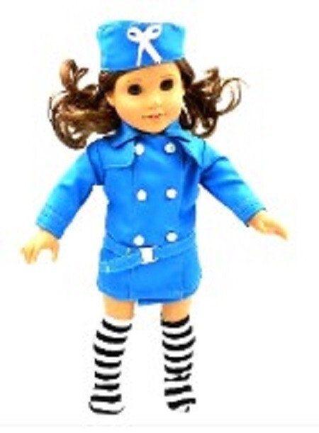 SALE! Raincoat, Hat and Stripped socks, Designed for American Girl Dolls