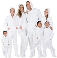 Family Matching Arctic White Hoodie Fleece One Piece