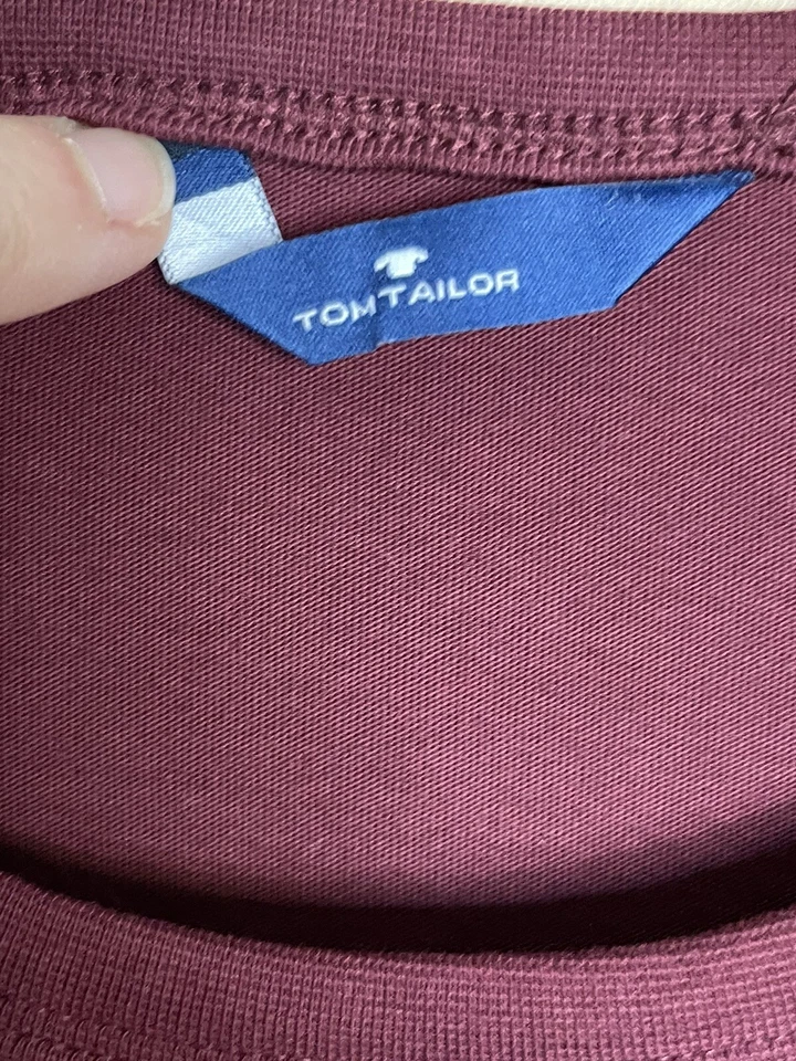 Tom Tailor Shirt Men's L Large Red/Black Long Sleeve Crewneck Pullover - Image 2 of 3