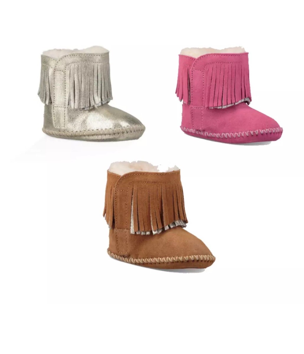 UGG Toddler Branyon Fringe Bootie Brown Boots Size 4/5 Medium 12