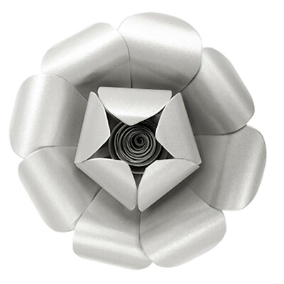 Mega Crafts - 16'' Handmade Paper Pedal Flower - Metallic Silver, 1PC