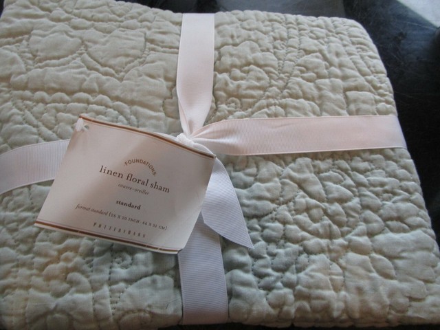 1 Pottery Barn Matine Toile Quilted Standard Sham Porcelain Blue