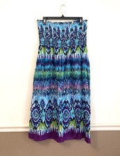 Cato Midi Smocked Strapless Dress SMALL Sequin Festival Boho Blue Gipsy
