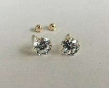 3 CARATS SIMULATED DIAMOND STUD EARRINGS 14K SOLID YELLOW GOLD STUD EARRINGS 