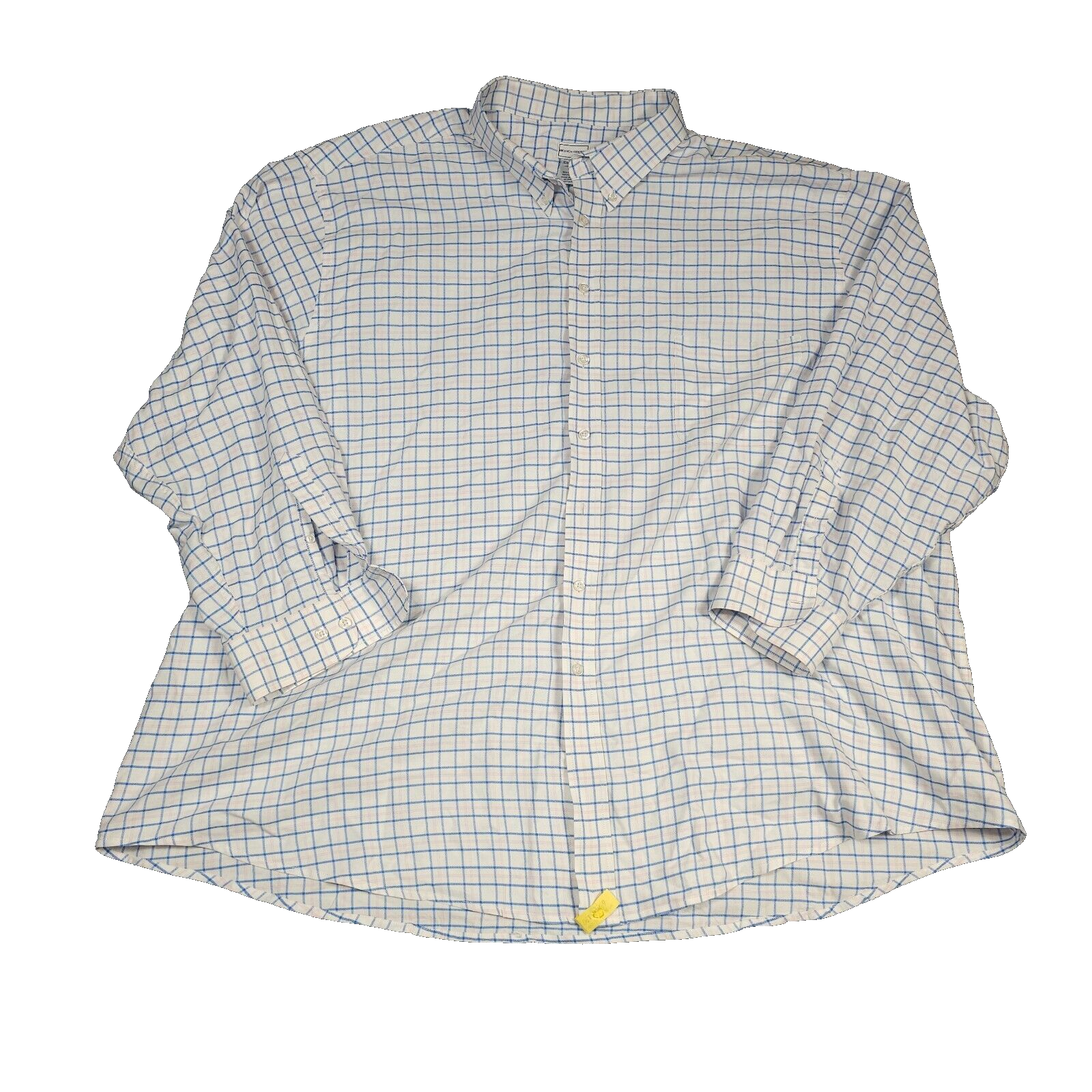 King's Court Men's Button Up Long Sleeve Shirt Blue Plaid Size 22 37/8 Big &Tall