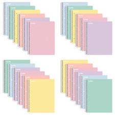Spiral Notebooks, 24 Pack, 1-Subject, College Ruled Paper, 8" x 10-1/2", 70 S...