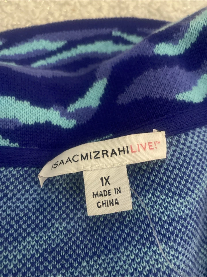 Cárdigan Suéter Isaac Mizrahi Estampado Animal Multicolor Cuello Blazer Plus Talla 1X Foto 4 de 4