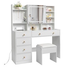 Ktaxon Large 47.2 Makeup Vanity with 3 Color Light