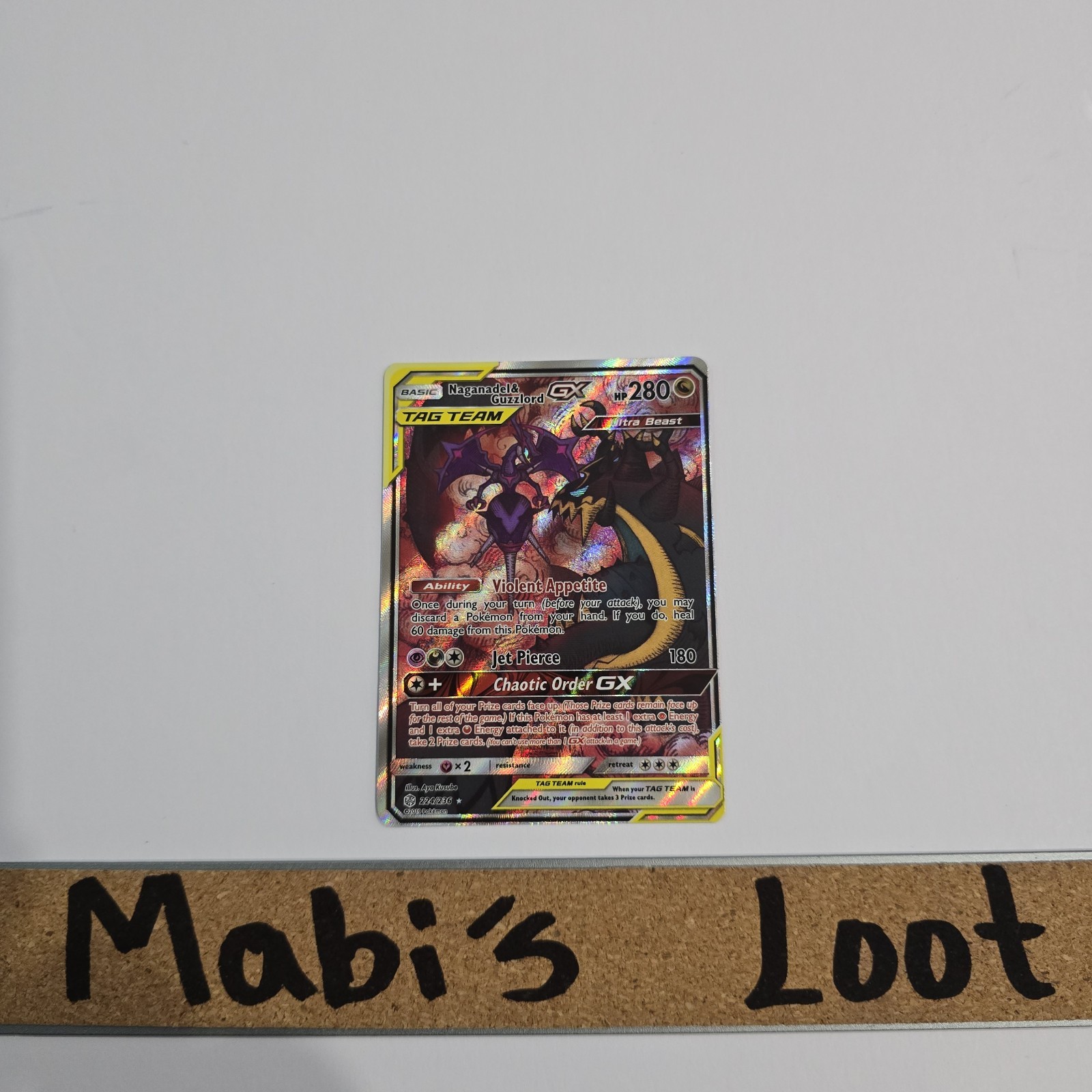 Naganadel & Guzzlord GX (Alternate Full Art) 224/236 Tag TeamCosmic Eclipse Holo