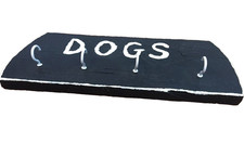 DOGS HANDMADE WOODEN WALL HANGER HOOK PET LEASH BAG HOLDER BLACK WHITE VINTAGE