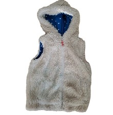 MINI BODEN Jacket Vest Girls Unisex Faux Fur Hooded Cream Sz 3-4 Years