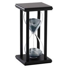Wood Hourglass 30 Minute, Black Wooden Stand Sand Timer Clock, Black Sand Watch