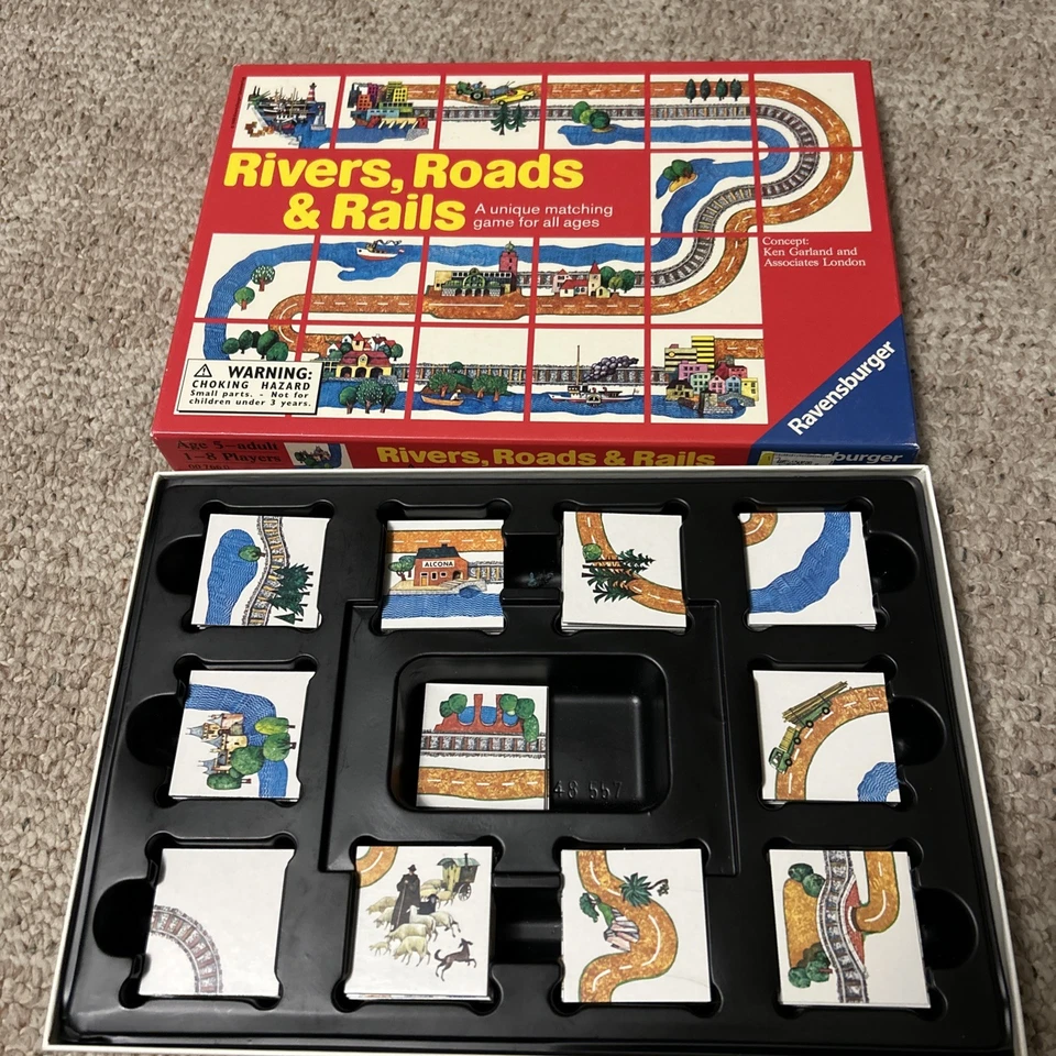 VINTAGE Rivers Roads and Rails COMPLETE Ravensburger 1989 Matching Game Kids Fun - Image 2 of 4