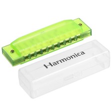 Clearly Colorful Translucent Harmonica 10 Holes Green ABS Harp Mouth with PVC...