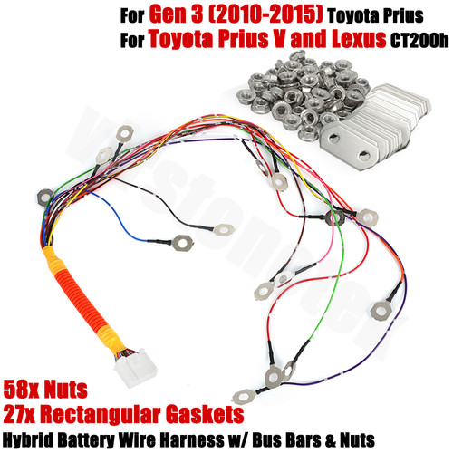 Hybrid Battery Wire Harness For Gen 3 2010-2015 Toyota Prius w/ Bus Bars & Nuts - Picture 1 of 11