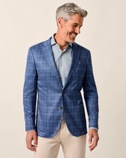 johnnie-O Top Shelf Plaid Knit Sport Coat - Adonis Mens Navy Size 42 Long