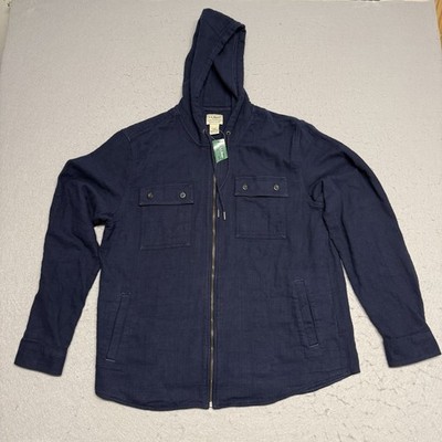 LL Bean Mens 1912 Field Flannel Shirt Hooded Slightly Fitted Untucked Fit L