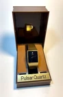 Vintage Men's Seiko Pulsar Diamond Quartz Ultra Slim Dress Watch, Gold Tone Stai