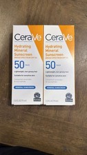 2 Pack CeraVe Hydrating Mineral Sunscreen SPF 50 for Face, 2.5oz NEW-FREE SHIP.