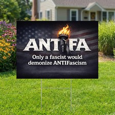 Antifa Yard Sign Anti Trump Political Protest Lawn