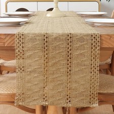 Boho Table Runner Burlap Woven Natural Jute Brown Table Runners 12x48in