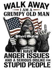 Sublimation Print Grumpy Old Man Gorilla Ready To Press Heat Transfer