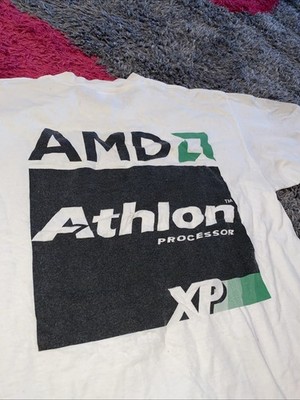 Vintage 90s AMD Athlon Tech Computer XP Processor Company Promo T Shirt Nerdy L