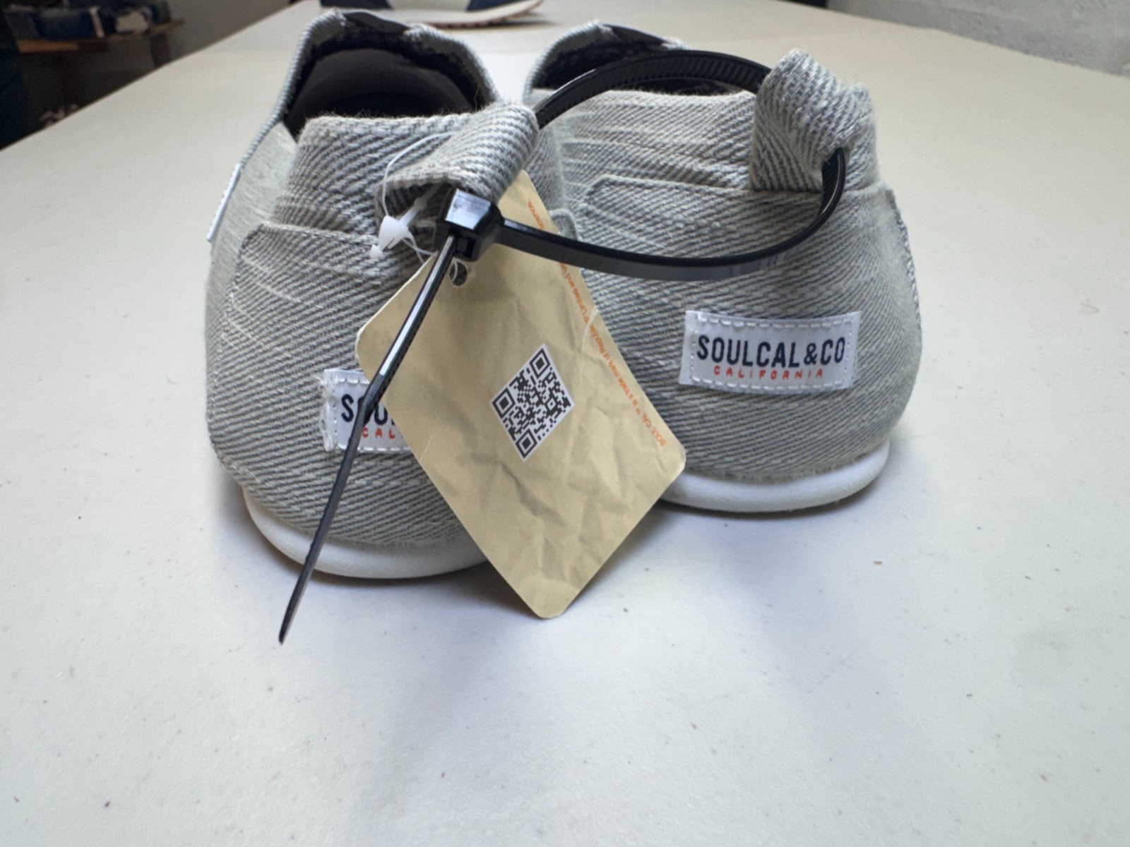 SoulCal & Co Long Beach Slip On Shoes Grey Denim UK 12 EU 46 Mens Casual image 7