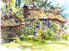 Opera d'arte originale quadro moderno paesaggio 23x31 casa villaggio regalo