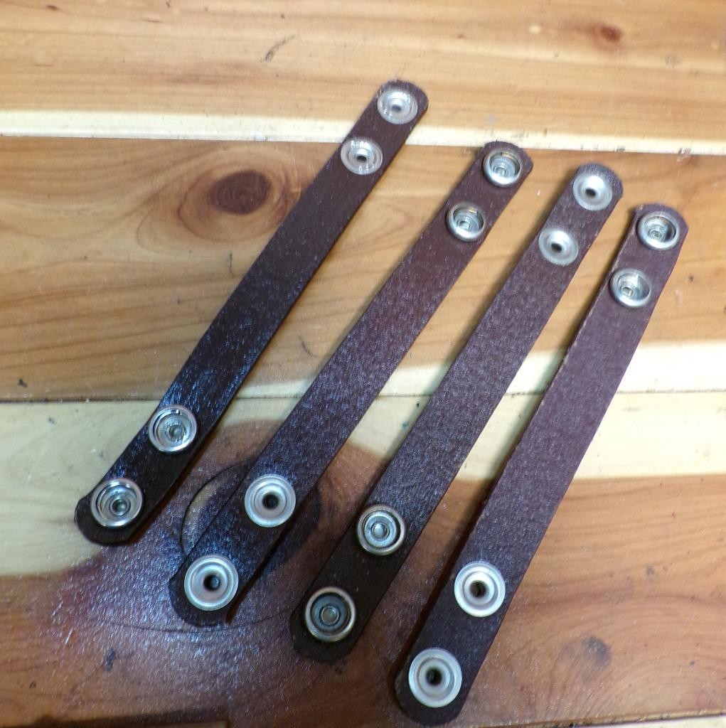 Set of 4 DON HUME Brown Police Duty Belt Keepers 3/4" Wide w Double Chrome Snaps