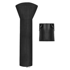 Dust Proof 89 In. X 33 In. X 19 In. Black Fabric Patio Heater Cover with Zipper