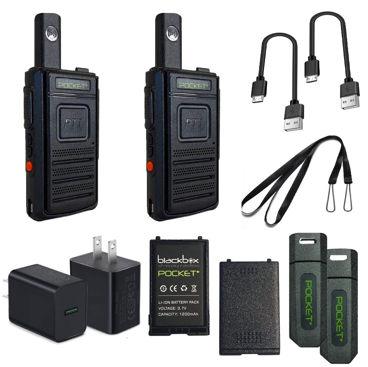 2-PACK) Blackbox Pocket Plus 16-Channel UHF 2-Way Radio Rugged/1.5