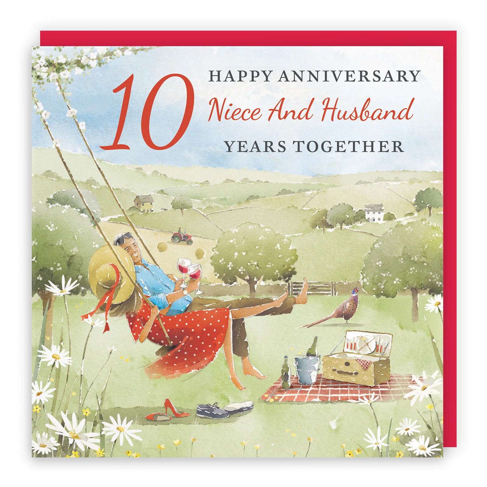 10th Niece And Husband Anniversary Card Meadow Picnic Milo's Gallery