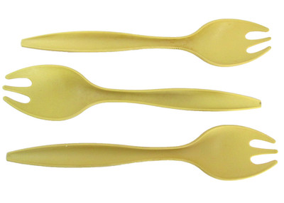 Vintage Tupperware Salad Serving Spoon Fork Set of 3 Harvest Gold Yellow Picnic