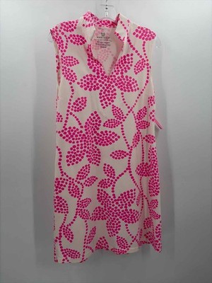 Pre-Owned Mahi Gold White Size Medium Knee Length Short Sleeve Dress