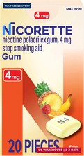 20 Piece Nicorette 4 mg Nicotine Gum to Help Quit Smoking - Fruit Chill Flavored