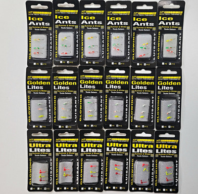 Lot of 18 packs HT Hi-Tech Fishing Ice Ants Ultra Lites Lures Jigs NEW CLOSEOUT 