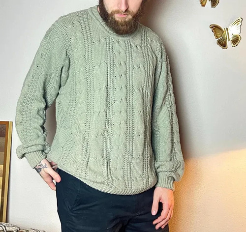 Armani Collezioni, 1980s Vintage Giorgio Armani Le Collezioni Sage Silk Sweater Size XL