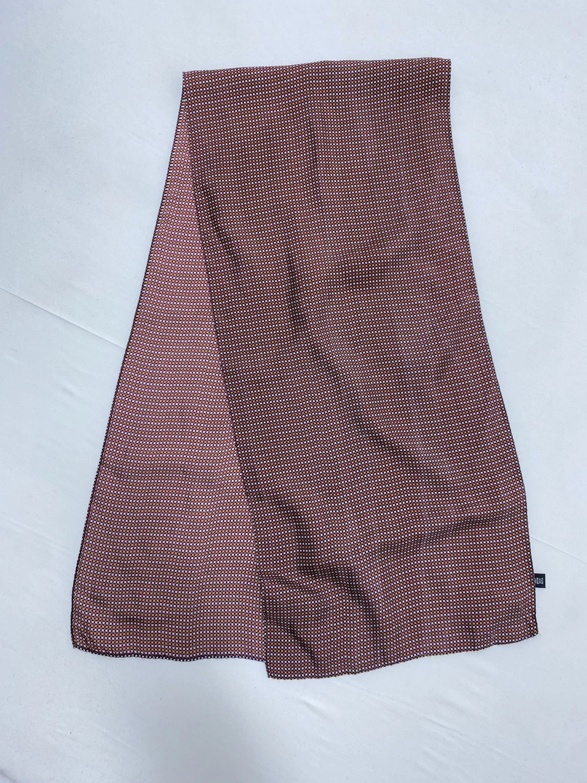 CLASSY men’s Pure Silk Red Geometric Rectangle Satin Scarf54"/12"