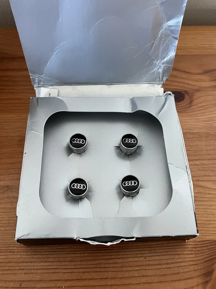 Tapas antipolvo para llantas de aleación Audi Tapas de vástago de válvula Accesorio genuino OEM Regalo Foto 2 de 4