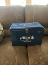 Hellmann's Mayonnaise Promo Retro Metal Cooler Blue w/ Bottle Opener Ice Chest