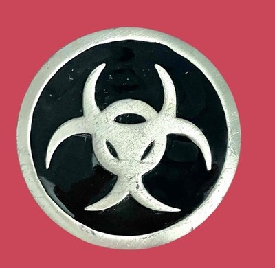 Biohazard Toxic Medical Waste Biological (Black) Fine Pewter Belt Buckle 2000