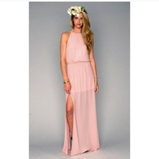 NWT Show Me Your Mumu Frosty Pink Halter Dress Small Maxi Bridesmaid Beachy