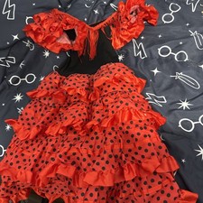 Spanish Flamenco Dancer Dress Girls Cinco De Mayo Costume Sz 6 Halloween fringe